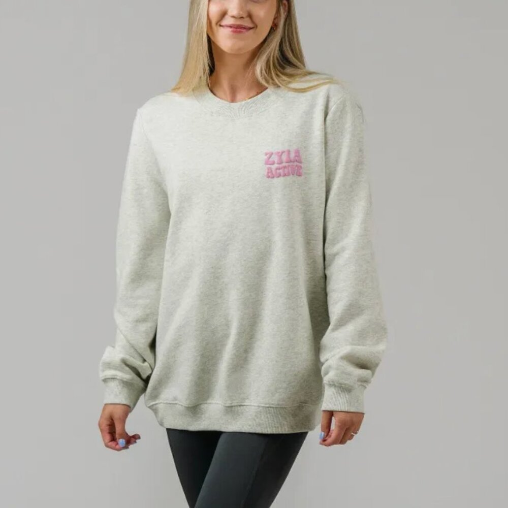 Zyia Gray Pillars Crewneck Sweatshirt